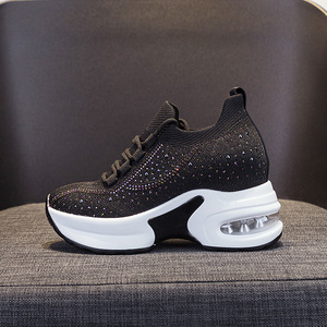 Zapatos de plataforma de malla a la moda para mujer, con cordones, informales, con suela gruesa, zapatillas deportivas para mujer y dama. - Product Image 4