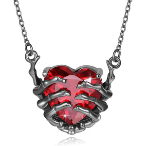 Stile retrò stile Punk esagerato personalità rosso scuro amore fantasma artiglio collana pendente per uomo e donna - Product Image 4