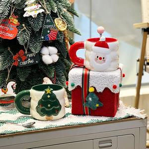 Taza de Café de Cerámica Navideña Festiva, Taza con Diseño de Santa Claus, Muñeco de Nieve y Árbol, Decoración para el Hogar, Regalo, Venta al por Mayor, ODM, MOQ Bajo - Product Image 3