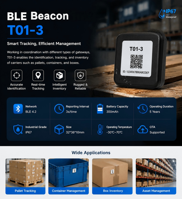 BLE Tag Blueteeth Tag for Beacon T01 5 Year Battery Life Industrial Grade ABS for Real-Time Asset Automation Digital Management