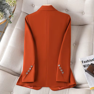 Blazer formel pour femme de haute qualité, automne, boutonné, double boutonnage, coupe ajustée, <span class=keywords><strong>veste</strong></span> de costume <span class=keywords><strong>noire</strong></span> - Product Image 3