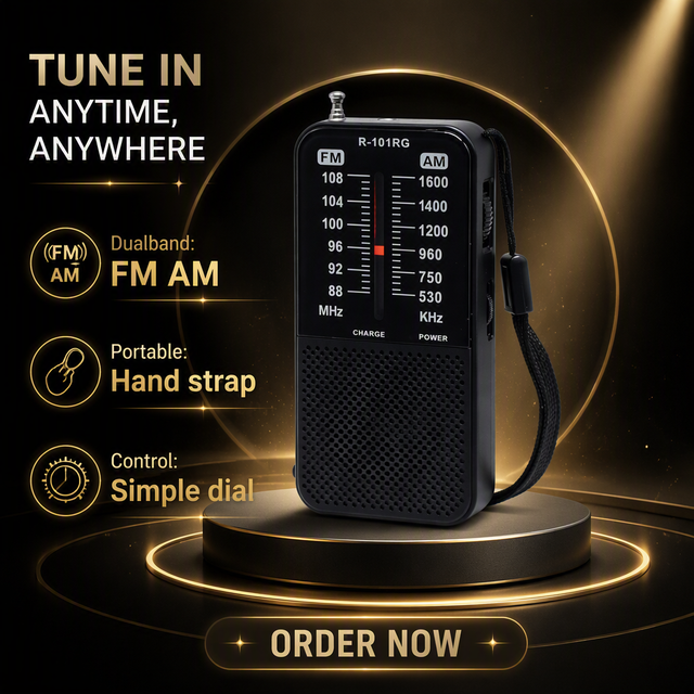 Wholesale OEM Factory CE Certified Rechargeable USB Plastic AM FM 2 Band FM 88-108MHz AM 530-1600kHz Headphone Jack Portable