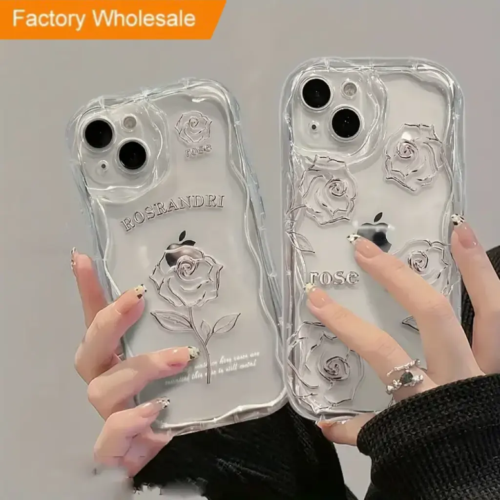 Luxury transparent rose phone case suitable for iPhone 14 Pro Max 12 13 11 Cute 78P transparent soft cover