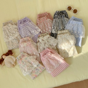 Pantalones Cortos Sueltos con Ribete de Encaje para Niñas, Pantalones Tipo Linterna Antimosquitos de Algodón y Poliéster para Verano - Product Image 2