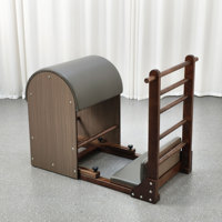 Baril d'escalade Pilates en bois couleur noyer, réglable, durable et portable, pour soulagement des douleurs dorsales et flexibilité de la colonne vertébrale