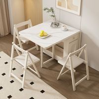 Ensemble de salle à manger pliable et extensible en bois couleur crème, design moderne pour les petites maisons, meubles de salle à manger rectangulaires gain de place