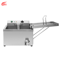 Friteuse électrique professionnelle en acier inoxydable 11L à cuve unique avec robinet de vidange pour restaurant EF-DF