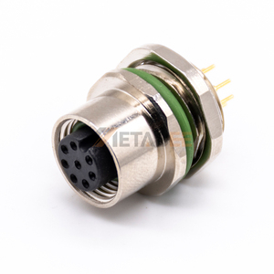 Connecteur M12 8 broches femelle A codé, montage sur panneau droit, filetage PG9, IP67, prise de signal - Product Image 1
