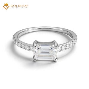 Goldleaf Classic 925 <b>Silver</b> <b>Emerald</b> Cut Moissanite Engagement <b>Ring</b> for Women - Product Image 1