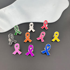 Spille in Metallo per la Sensibilizzazione sul Cancro al Seno, Combattimento Contro AIDS HIV, Spille con Nastro Rosso e Rosa - Product Image 3