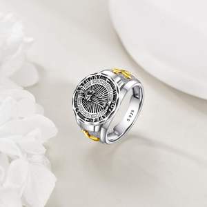 Bijoux religieux, <span class=keywords><strong>argent</strong></span> sterling 925 plaqué <span class=keywords><strong>or</strong></span>, croix et croix de saint Michel oxydée, bague pour homme - Product Image 3