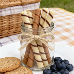 Modelo de galleta a rayas realista de 10 cm, de plástico ecológico, 3D, adorable, para fotografía de alimentos, exhibición de postres, manualidades DIY, cocina - Product Image 1