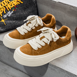 Nouvelles Chaussures Décontractées Homme Automne 2025 à Lacets, en Similicuir, Semelle Épaisse Rehaussante, Absorption des Chocs, Couleur Unie - Product Image 4