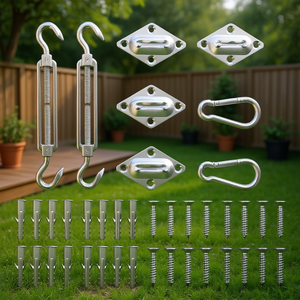 Juego de accesorios para toldo de acero inoxidable con ganchos, poleas y anclas para aplicaciones de sombreado en exteriores - Product Image 2
