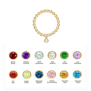 Personalised 14K Gold Filled <strong>Beaded</strong> Ring Trendy Elasticity Birthstones Zircon Charm Friendship Ring Gift - Product Image 1