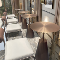 Table basse pliable et réglable moderne en acier inoxydable et laiton brossé, diamètre 50-60 cm, pour la maison, le salon, l'hôtel