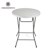 Table de bar à cocktails pliante en plastique blanc, ronde et haute, pour événements extérieurs, banquets et mariages, vente en gros