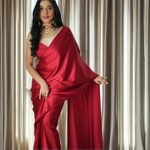 Sari de Georgette con Diseño a Mano, Listo para Usar, de la Marca Fab Zone, Disponible en Stock para Mujer - Product Image 2