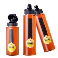 Botol Plastik PET Silinder Kemasan Makanan 340g 500g Desain Baru, Transparan, Food Grade, dengan Tutup Flip Top dan Nozzle untuk Sirup
