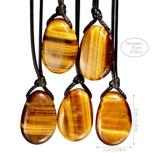 Đá Quý Tự Nhiên Hình Dạng Không Đều Mắt Hổ Mặt Dây Chuyền Vòng Cổ Dành Cho Nữ Dây Đen Có Thể Điều Chỉnh - Product Image 5