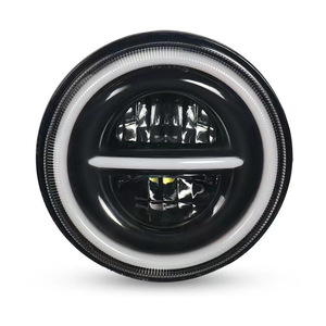 7 Inch Round Jk Led Headlight With White And Yellow Halo Ring For Off Road Vehicle Lighting Aluminum Alloy Body Dc Power - Product Image 1