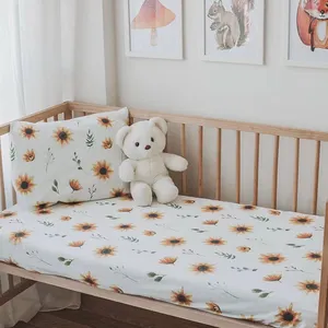 Customizable 95%bamboo and 5%spandex crib Sheets Soft crib mattress protection cover,for baby soft and comfort