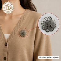 Broche Fleurie Ajourée en Argent pour Femme, Épingle de Revers en Alliage de Zinc 40mm, Décoration pour Manteau et Écharpe, Personnalisation OEM