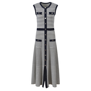Low Price Tight Black and White Striped Dress Available in Various Sizes,  Knitted Material
