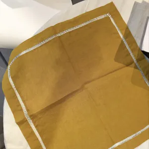 Keten peçete Hemstitch saçaklı doğal keten keten masa örtüsü