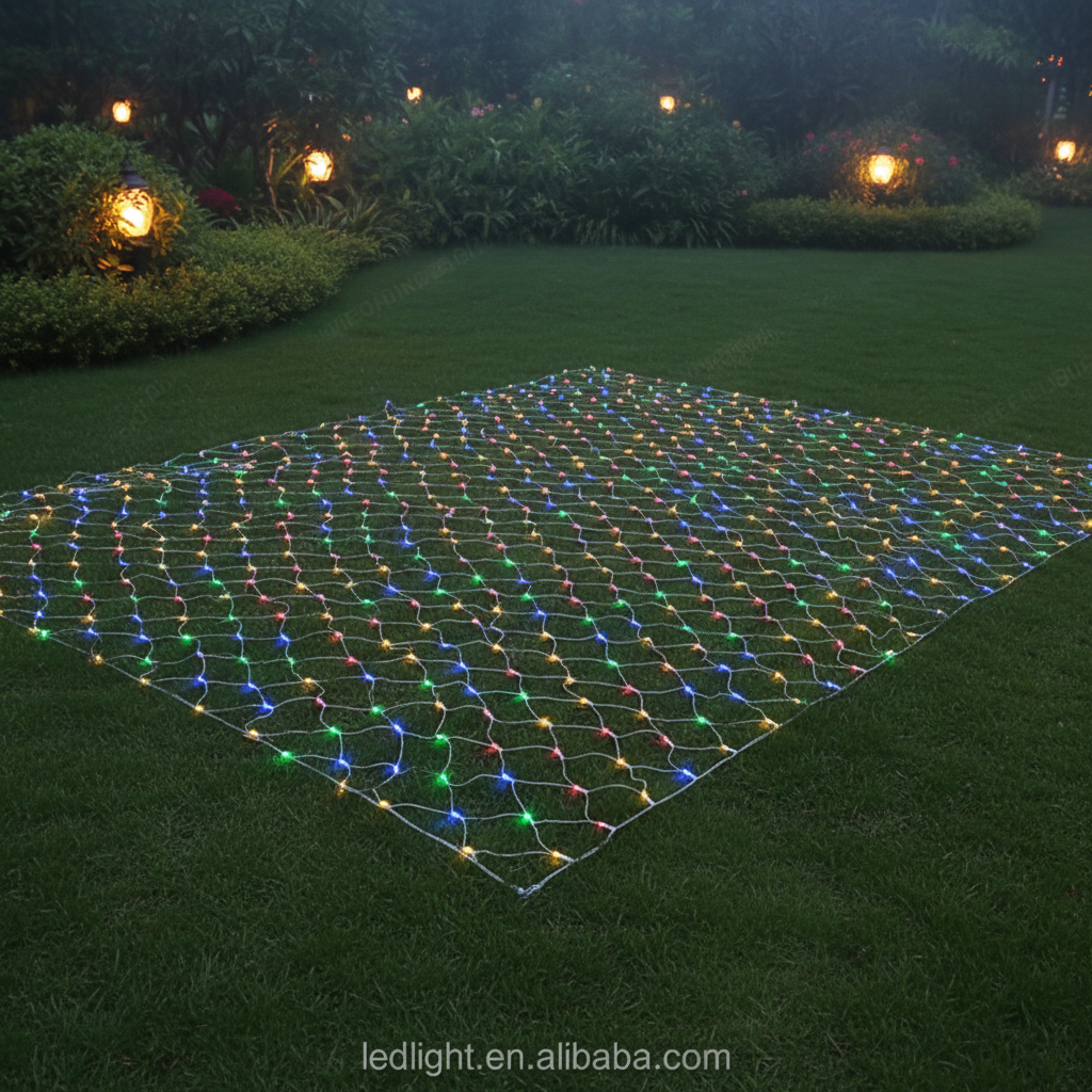 Outdoor Backyard Wedding Props Event Stage Ceiling Fairy Light Creative Starry Sky Fishing Net Mesh Lighting Garden Lights