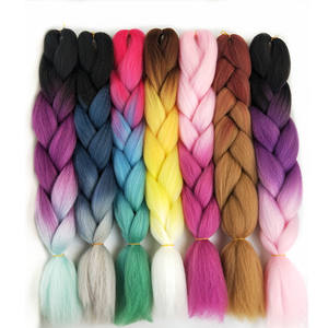 Commercio all'ingrosso di Fabbrica Dropshipping 24 "Jumbo Intrecciare Le Estensioni Dei <span class=keywords><strong>Capelli</strong></span> di Colore Rosa Verde Ombre Sintetico Crochet Trecce di Massa - Product Image 5