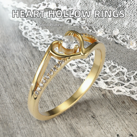 Bague en cuivre plaqué or 18 carats, creuse, sculptée, sertie de zircone cubique, pour femme, idéale pour mariage et soirée