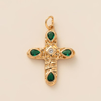 Nouvelle Mode 14K Or Coeur Rose Oeil Croix Pendentifs Accessoires Bijoux Laiton Collier Bracelet Charmes pour la Fabrication de Bijoux