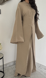 Ensemble de robes islamiques modestes faites à la main pour femmes, robes maxi élégantes en polyester et lin à manches longues, pour un usage quotidien - Product Image 5