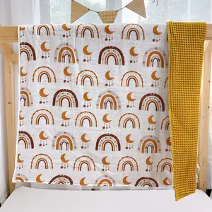 Hot New Baby Waffle blanket spring and autumn thick cotton printed baby blanket, breathable and comfortable
