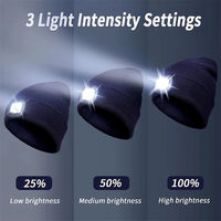 Bonnet LED lumineux unisexe – Casquette d'hiver chaude avec lampe frontale pour voyage et plage 100 % acrylique