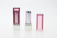 Nouveau design de luxe tendance, tube à lèvres vide en ABS transparent d'un côté, avec capuchon à vis, étui rose semi-transparent