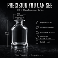 Flacon diffuseur cylindrique en verre transparent vide de 100 ml, style rétro, avec col à vis, pour diffuseur à bâtonnets, prêt à l'emploi, parfum de luxe, senteur d'ambiance décorative pour la maison