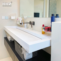 Lavabo mural en surface solide acrylique, lavabo de salle de bain moderne en pierre, lavabo en pierre artificielle, lavabo de buanderie