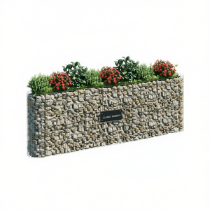 Jardinière surélevée en gabion 129,9x19,7x39,4 pouces en fer galvanisé, pots de fleurs, jardinières de jardin, design rustique - Product Image 1