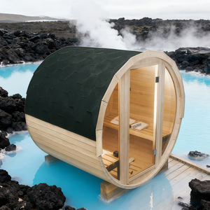 ساونا برميلية خارجية فاخرة من خشب الأرز الأحمر لشخص أو شخصين مع سخان هارفيا، من مورد ذو خبرة 20 عامًا - Product Image 4