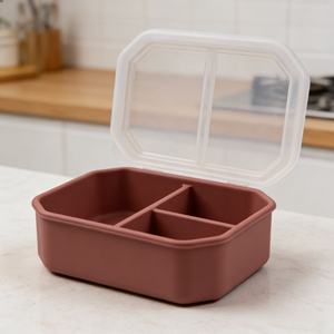 กล่องใส่อาหารสำหรับเข้าไมโครเวฟ ตู้เย็น ปลอดภัย พร้อมฝาปิดซิลิโคน กล่องเก็บอาหารซิลิโคน กล่องข้าวกลางวันเด็ก - Product Image 5