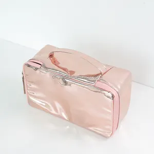 Kustom tas pendingin kecantikan riasan kosmetik terisolasi perlengkapan mandi bepergian wanita casing dengan pegangan atas