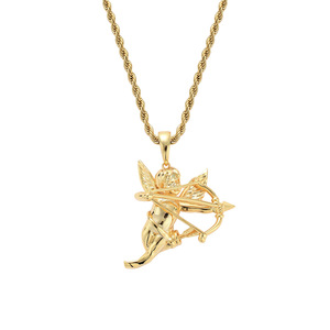 Collier Pendentif Ange Cupidon en Cuivre et Zircon, Bijou Hip Hop, Flèche d'Amour, Accessoire de Mode Street <span class=keywords><strong>Rap</strong></span> pour Hommes et Femmes - Product Image 1