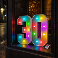 Lampes à lettres lumineuses LED colorées à couleurs changeantes pour mariage, numéros personnalisés, utilisation publicitaire pour bars et bâtiments DC