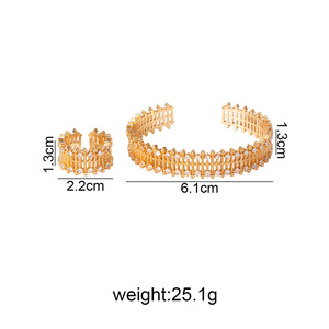Vintage Court Style Diamond Encrusted Lace <b>Crown</b> Openwork Bracelet And <b>Ring</b> Set Designer Jewelry Gold And Silver Party Unisex - Product Image 5