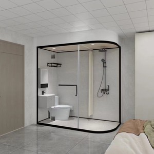 Unité de salle de bain préfabriquée avec douche intégrée, unité de salle de bain modulaire de luxe pour hôtel - Product Image 3