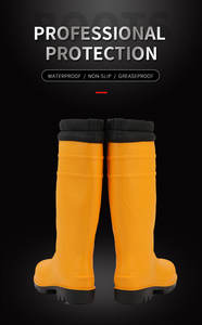 Anti-smashing Custom Unisex Tamp Resistant Yellow PVC GumBoots With Reflective Strip Factory for <strong>Men</strong> - Product Image 2