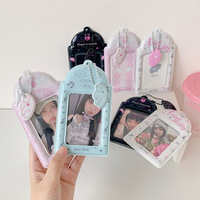 Tempat Kartu Gantungan Berbentuk Bintang 3 Inci, Kotak Kartu Foto Bergaya Gadis Imut dengan Sayap Kecil, Tempat Kartu Foto Kpop Lome Star
