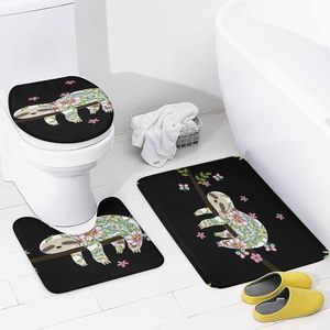 4 Piece Bathroom <b>Accessory</b> Set Durable Waterproof Stock Non-Slip Rugs <b>Shower</b> Curtain Toilet Lid Cover Bath Mat with Towel Bar - Product Image 4